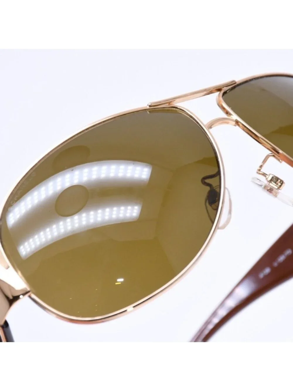 Chanel Side CC Logo Teardrop Sunglasses Metal Acetate Brown Gold Eyewear